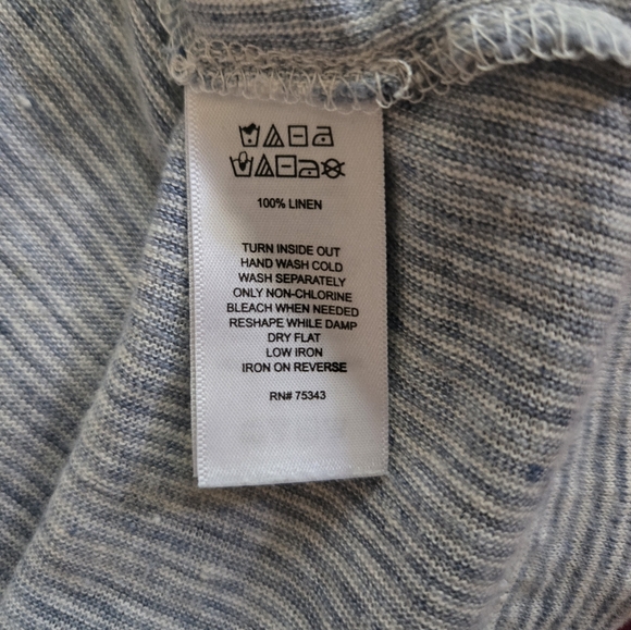 Christian Siriano 100% Linen Blue And White Stripe Asymmetric Tunic Tank Size 1X - Picture 5 of 5